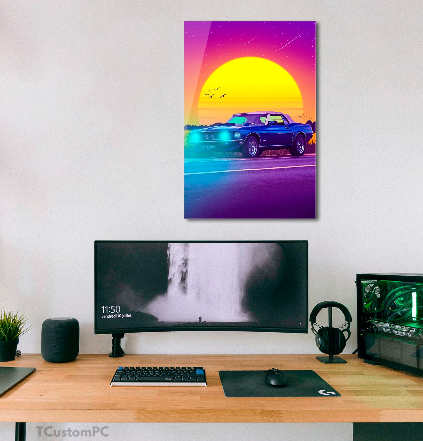 Poster/ Cuadro de Coche deportivo Mustang "sunset"