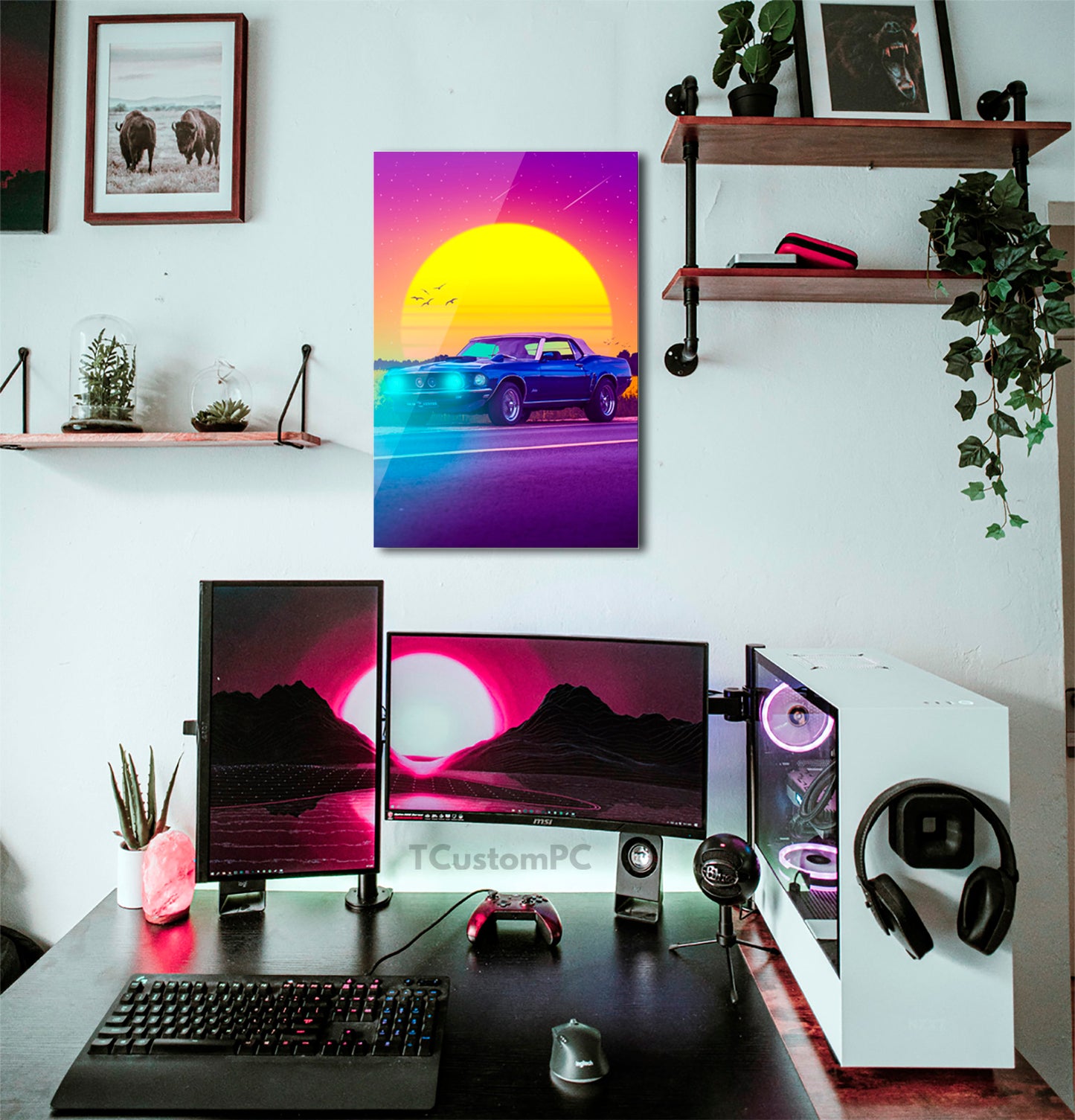Poster/ Cuadro de Coche deportivo Mustang "sunset"