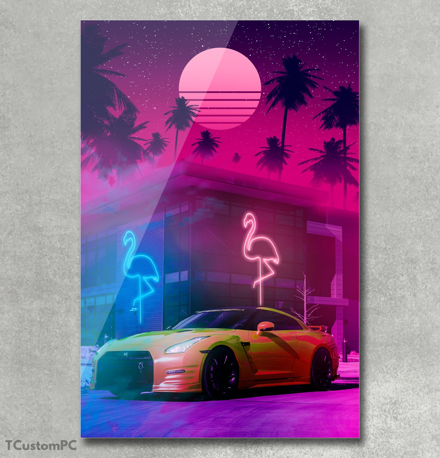 Poster/ Cuadro de Coche deportivo Gtr R34 "Neon Flamingo"