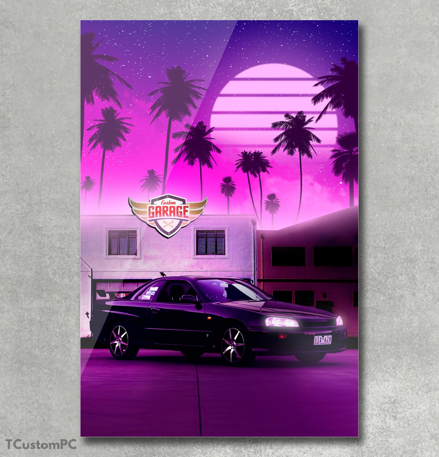 Poster/ Cuadro de Coche deportivo Nissan R34 "Skyline JDM"