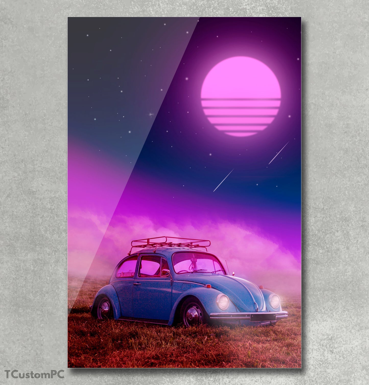 Poster/ Cuadro Coche antiguo Scarabajo Azul "Retro Car"