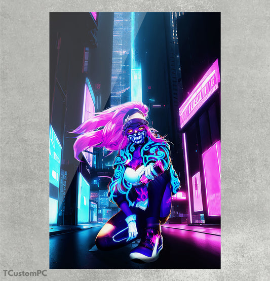 Cuadro Akali Street neon League of Legends