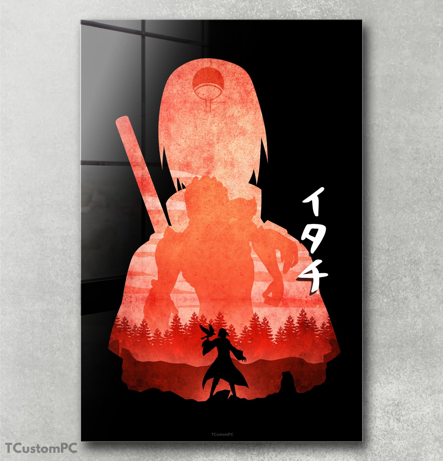 Pintura de silhueta minimalista de Itachi