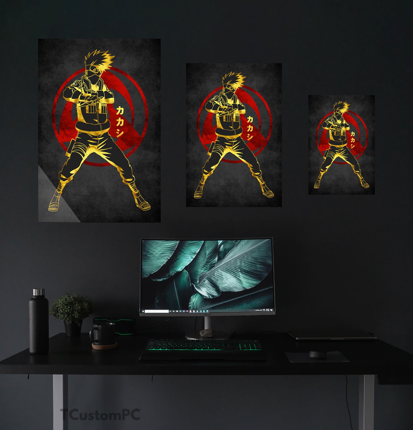 Pintura Kakashi Vermelho Dourado