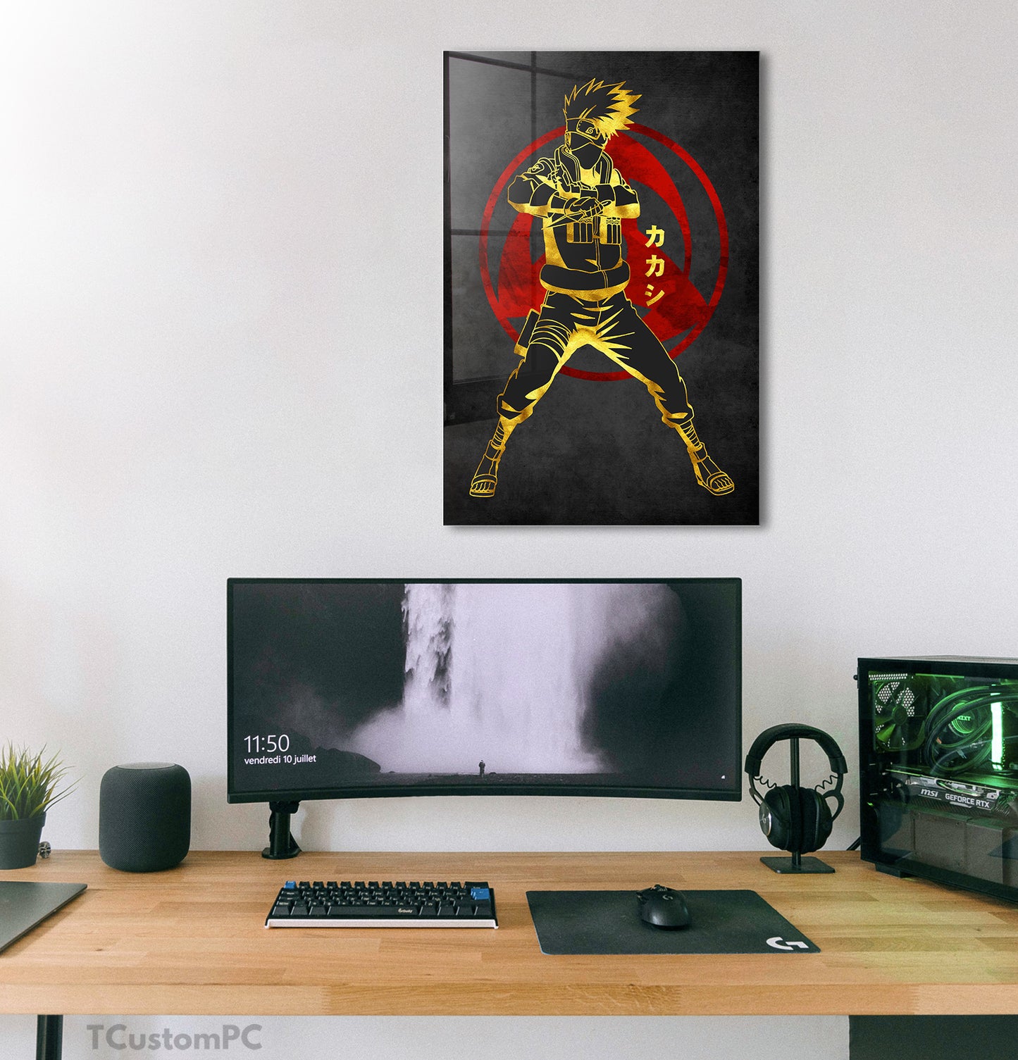 Pintura Kakashi Vermelho Dourado