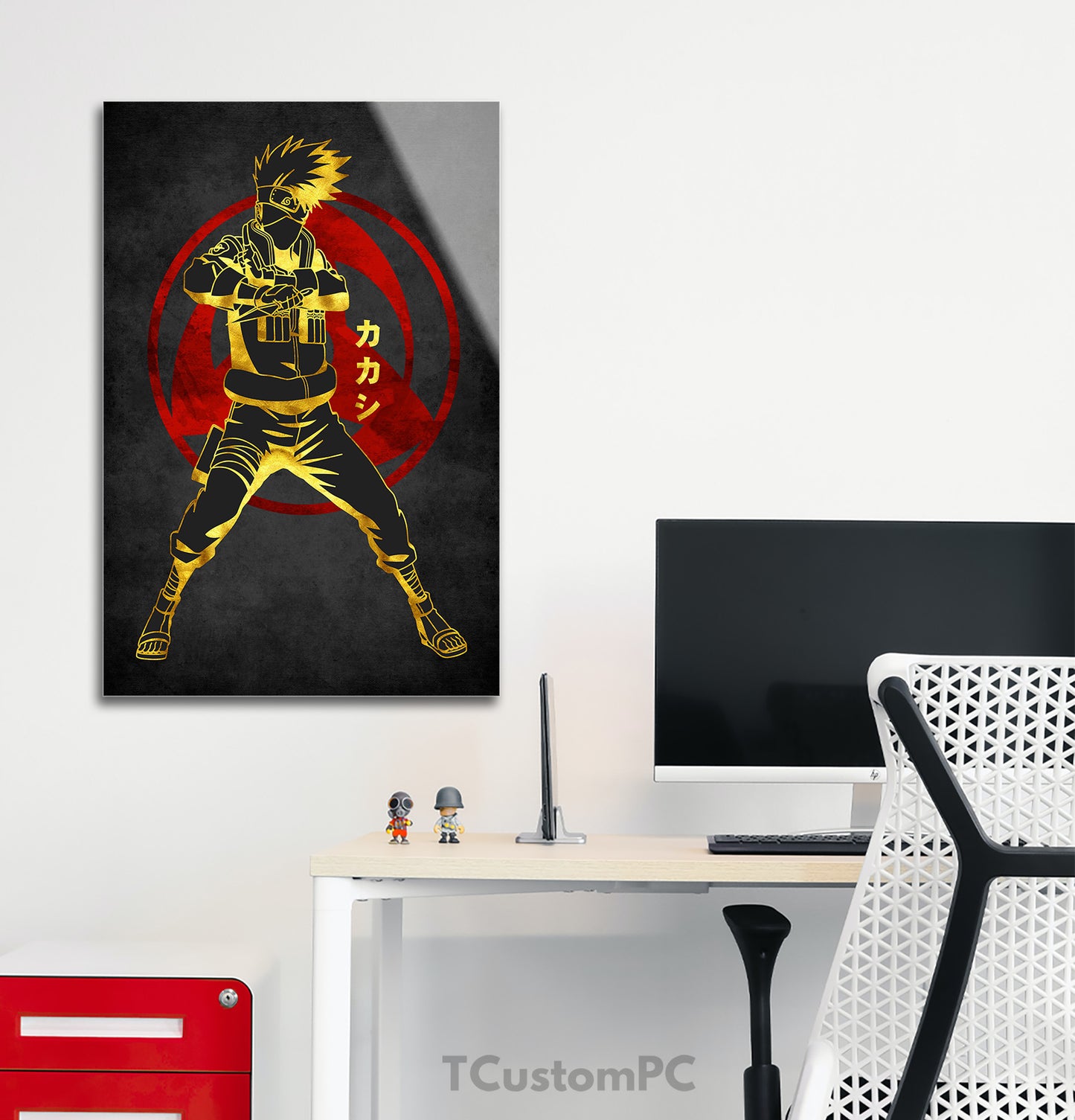 Pintura Kakashi Vermelho Dourado