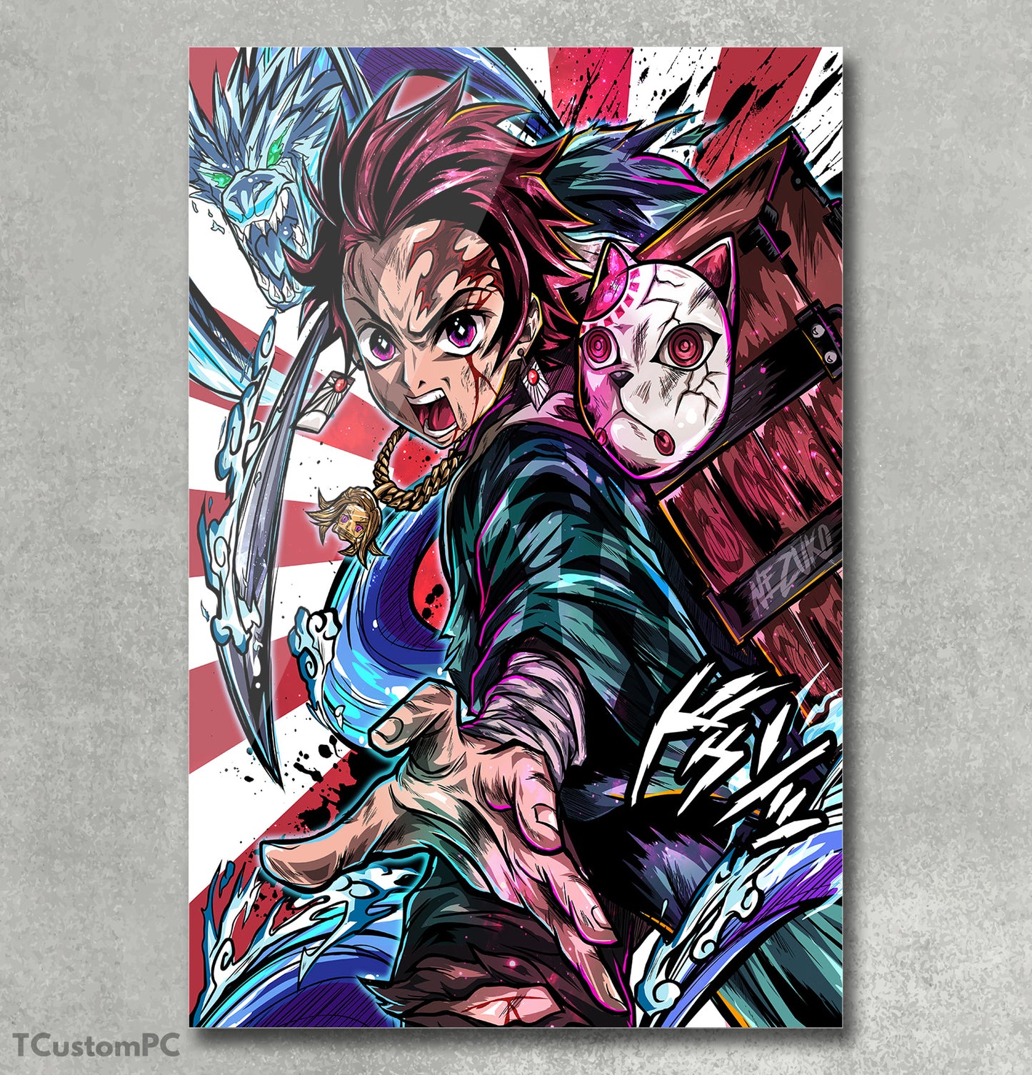 Cuadro de Kimetsu no Yaiba, Tanjiro "Water Breathing"