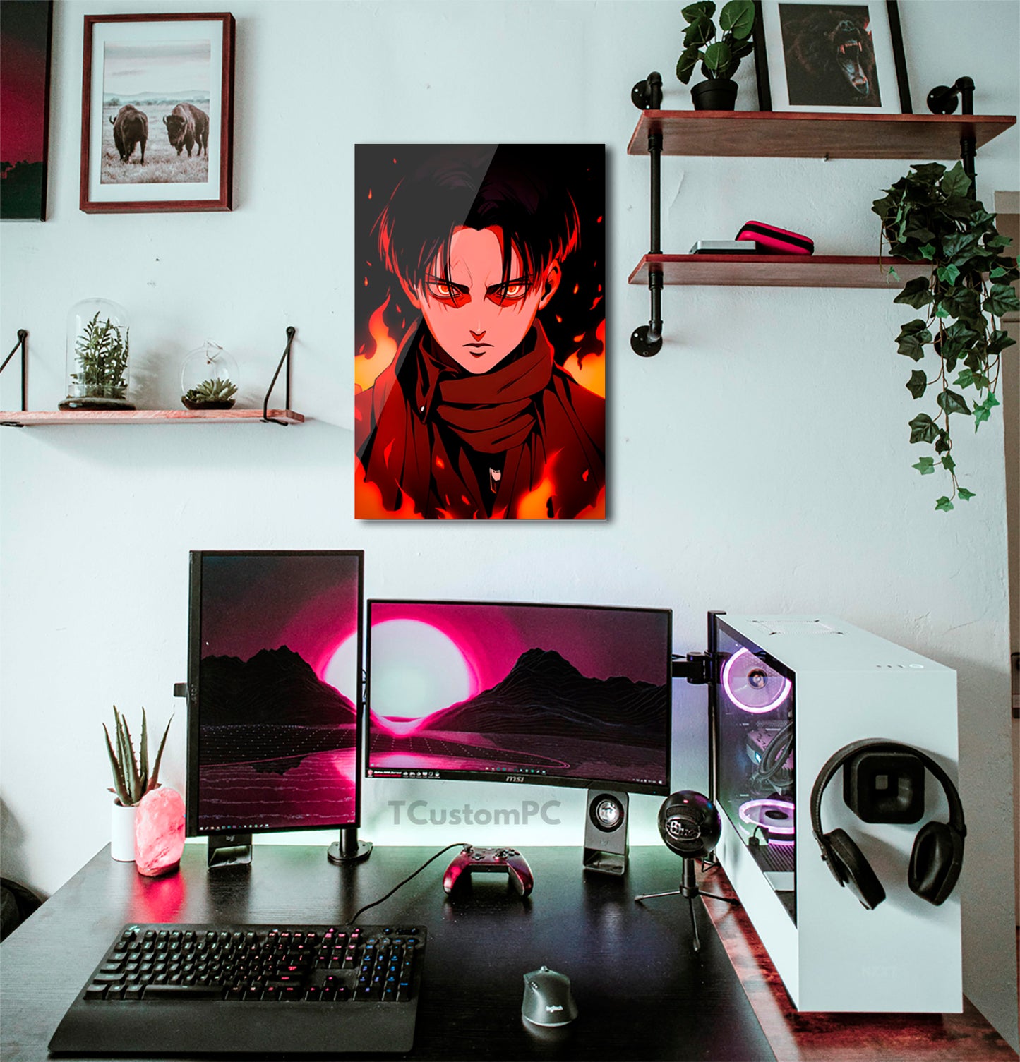 Levi Fire Attack on Titan painting