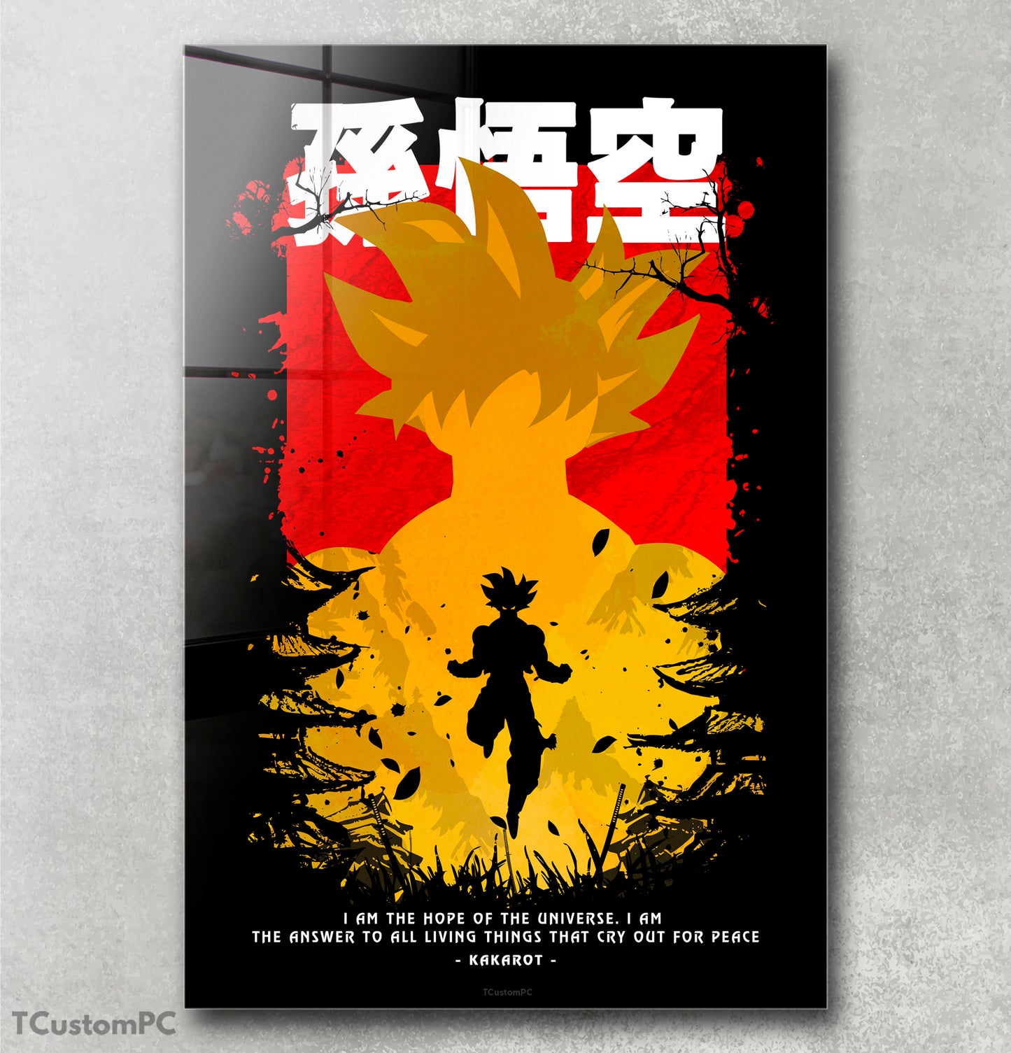 Pintura de anime Kakarot Goku vermelho-amarelo