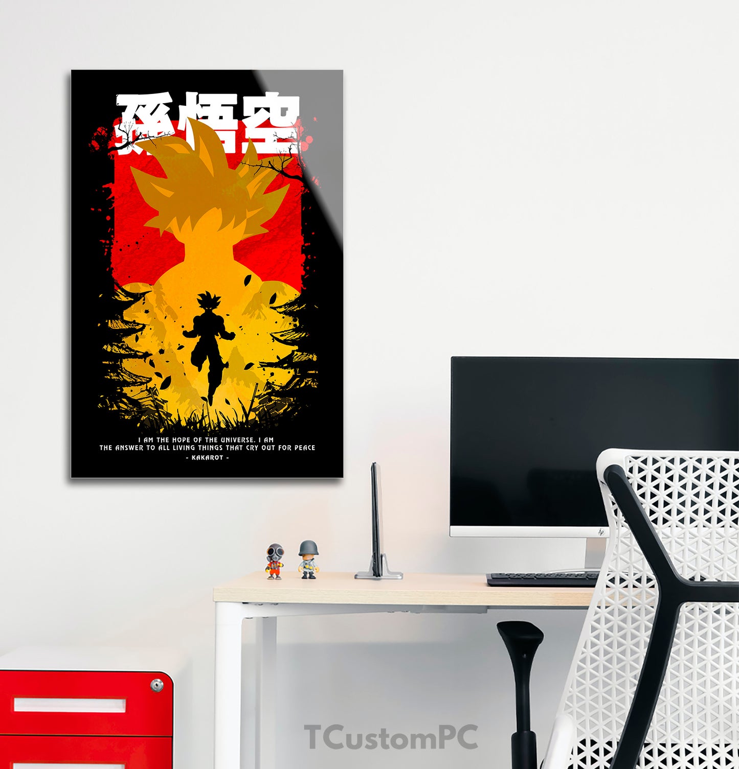 Pintura de anime Kakarot Goku vermelho-amarelo
