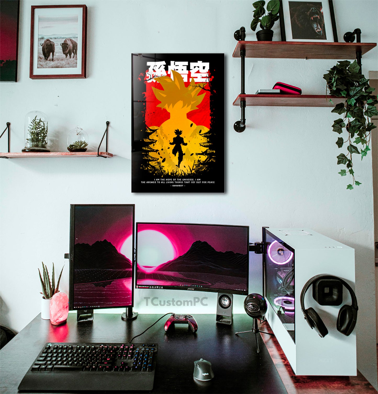 Pintura de anime Kakarot Goku vermelho-amarelo
