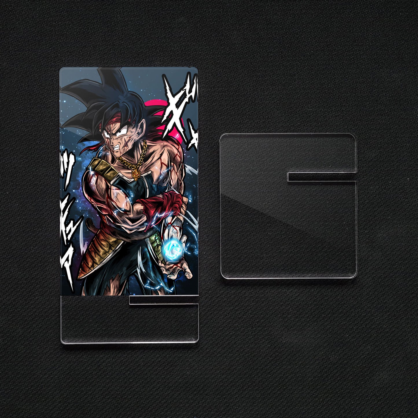 Soporte para Móvil de Dragon Ball Bardock, de metacrilato