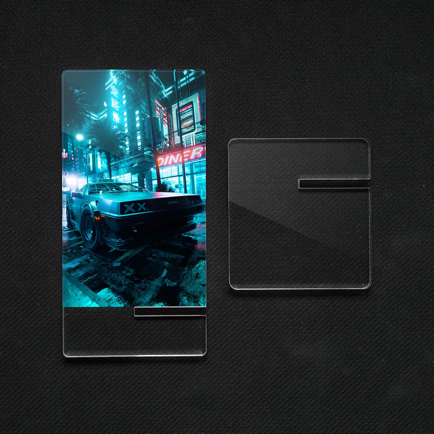 Soporte para Móvil de Delorean DMC-12 "Delorneonwalk", de metacrilato