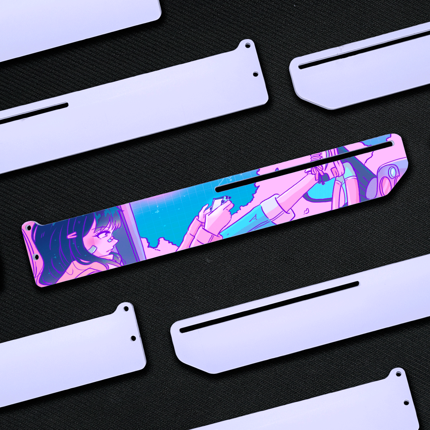 Girl in Lofi Car | Soporte Gráfica Horizontal Acrílico