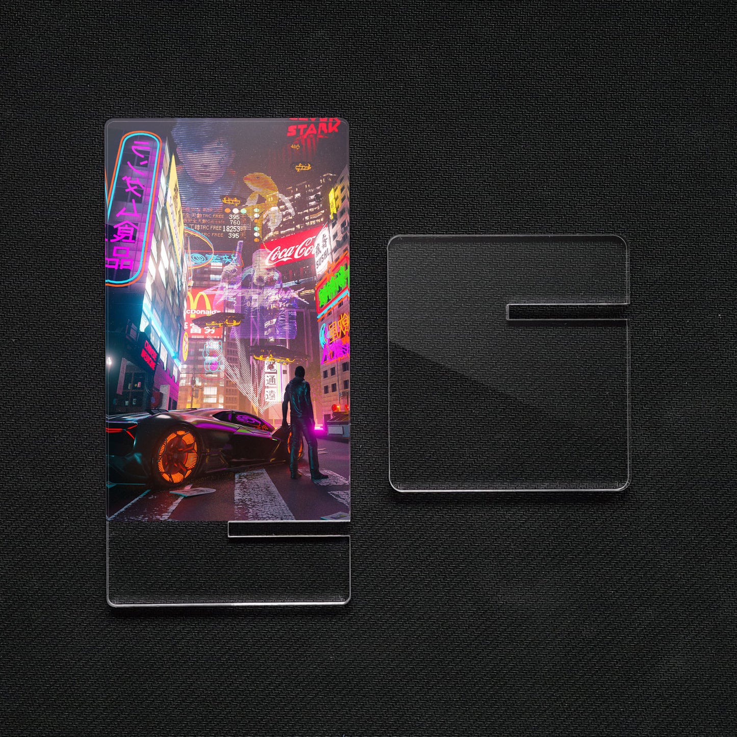 Suporte móvel paisagístico "Cyberpunk2", feito de metacrilato
