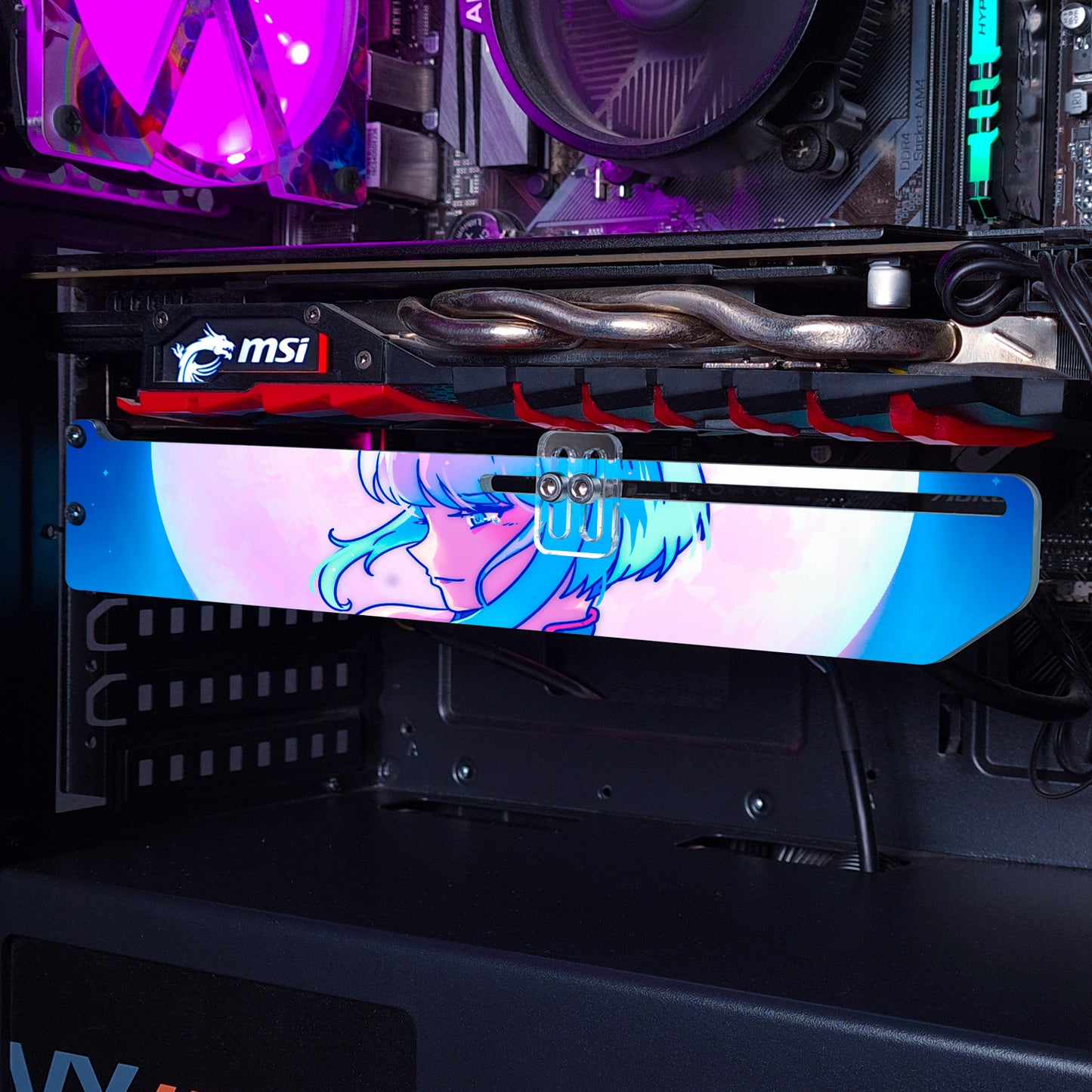 Cyberpunk Bluemoon Girl | Soporte Gráfica Horizontal Acrílico