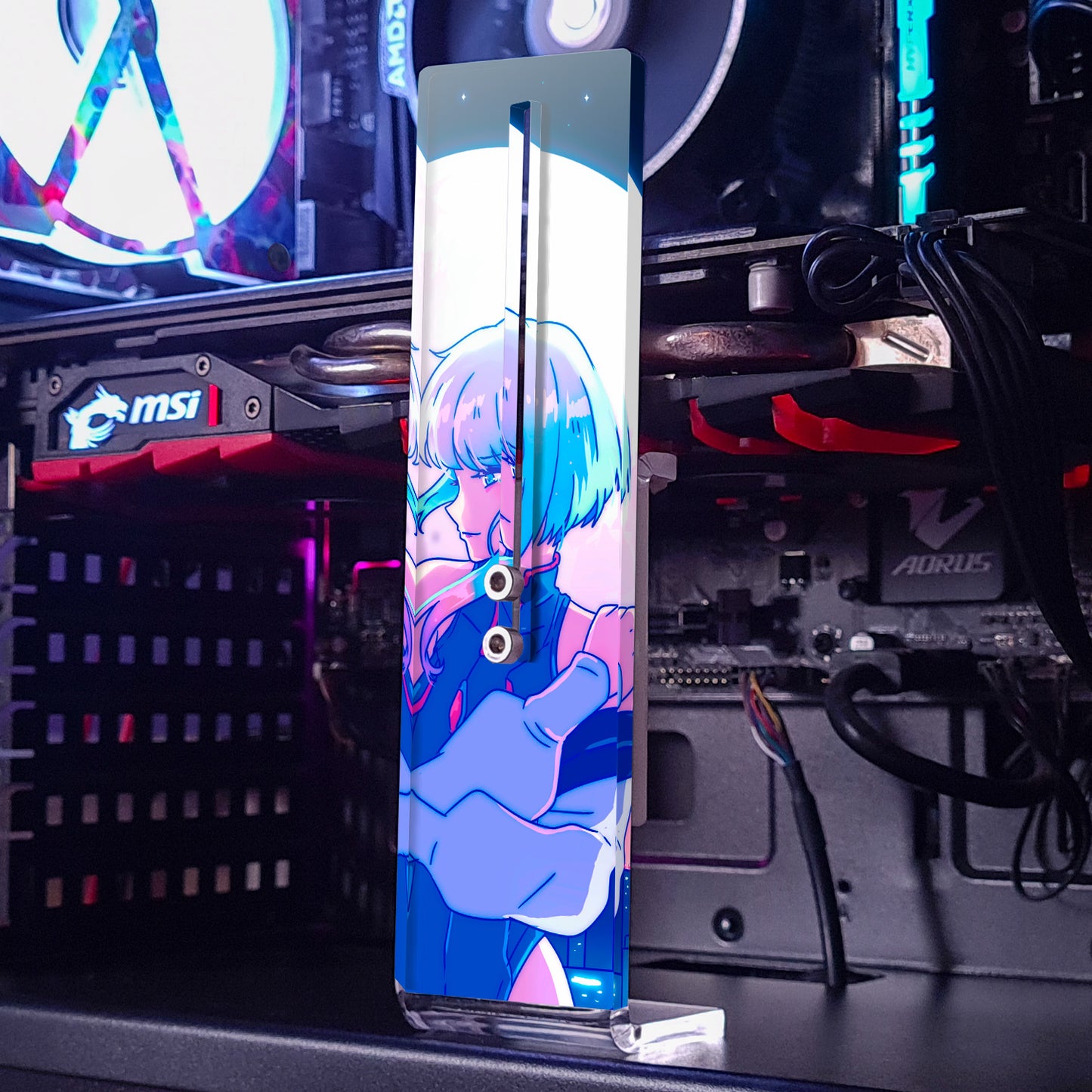 Cyberpunk Bluemoon Girl | Soporte Gráfica Vertical Metacrilato