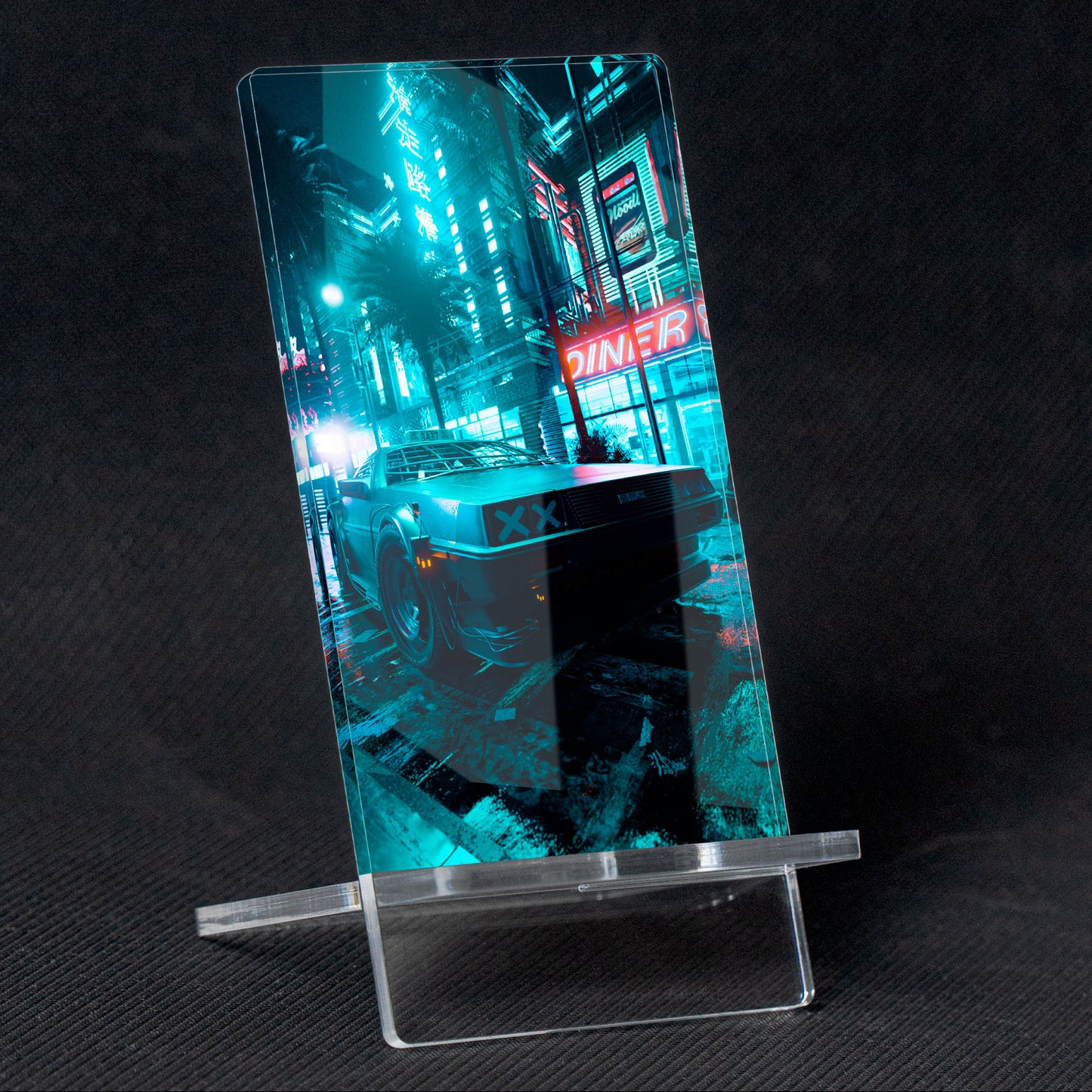 Soporte para Móvil de Delorean DMC-12 "Delorneonwalk", de metacrilato