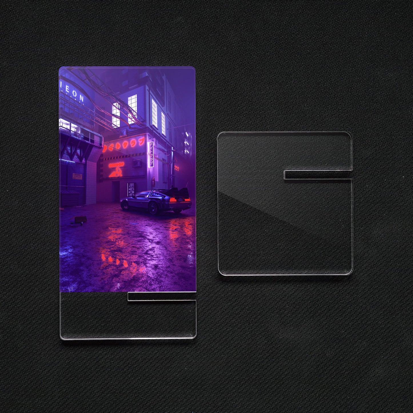 Soporte para Móvil de Delorean DMC-12 "Cyber Nights", de metacrilato