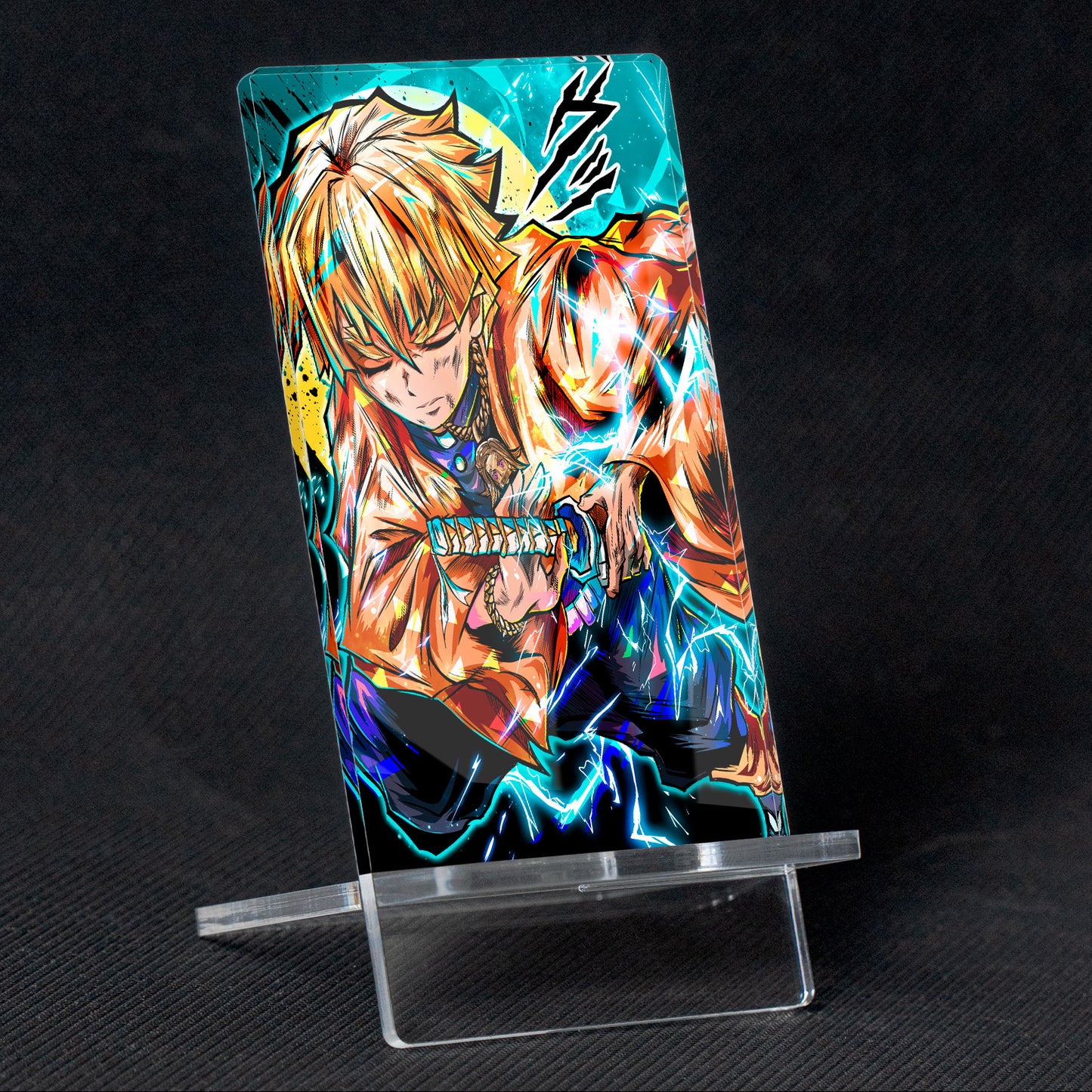 Suporte para celular Kimetsu no Yaiba Zenitsu, feito de metacrilato