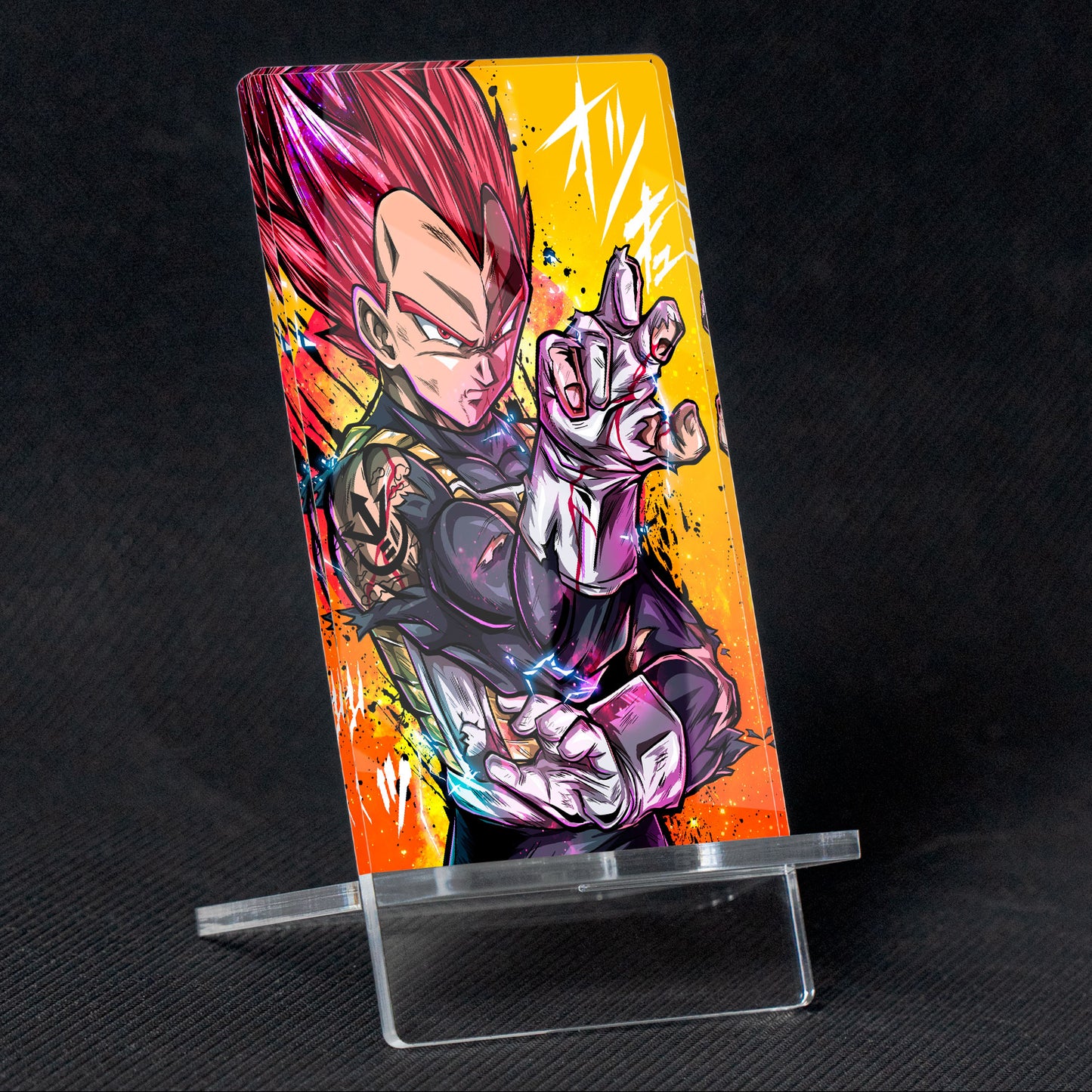 Soporte para Móvil de Dragon Ball Vegeta SS God Red, de metacrilato