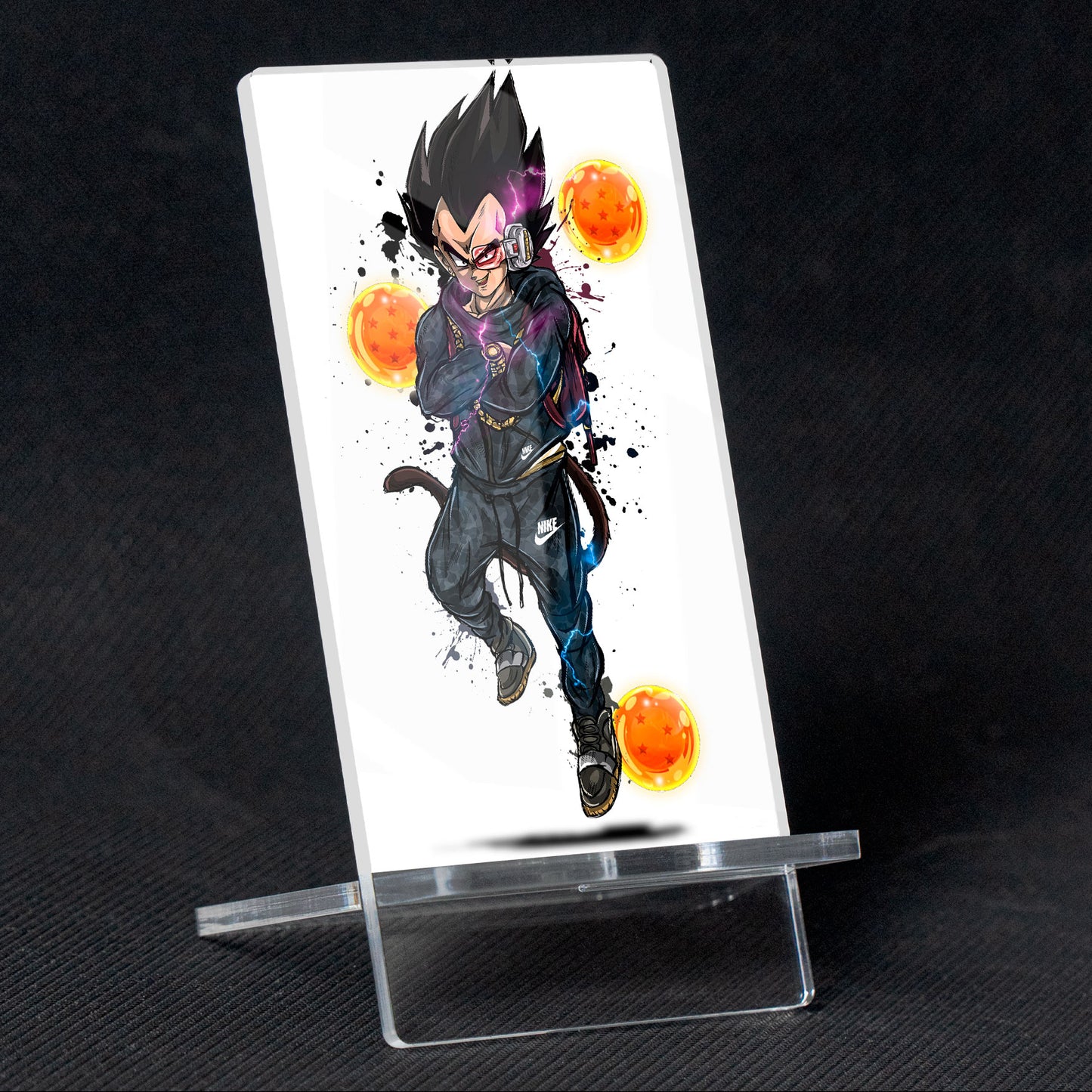 Soporte para Móvil de Dragon Ball Vegeta Nike Tech, de metacrilato