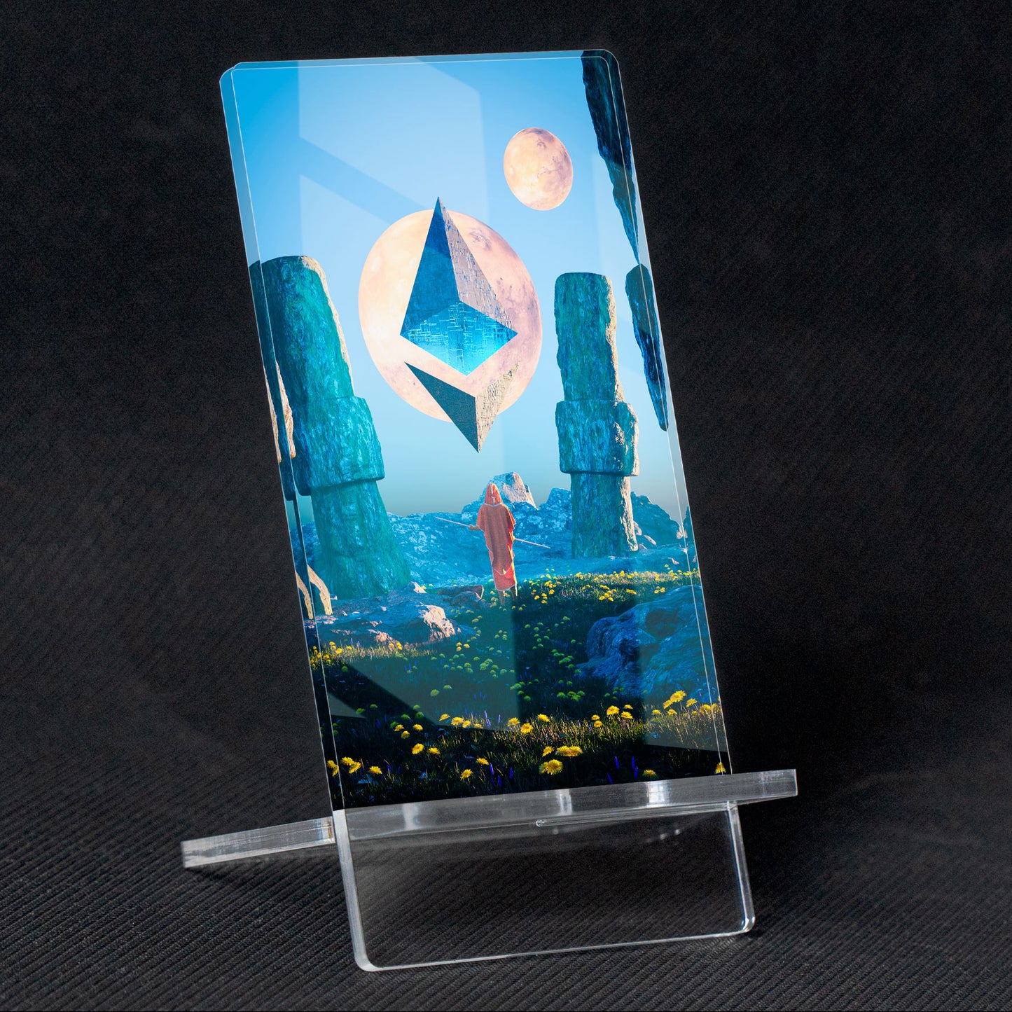 Soporte para Móvil Paisaje "Etherium", de metacrilato