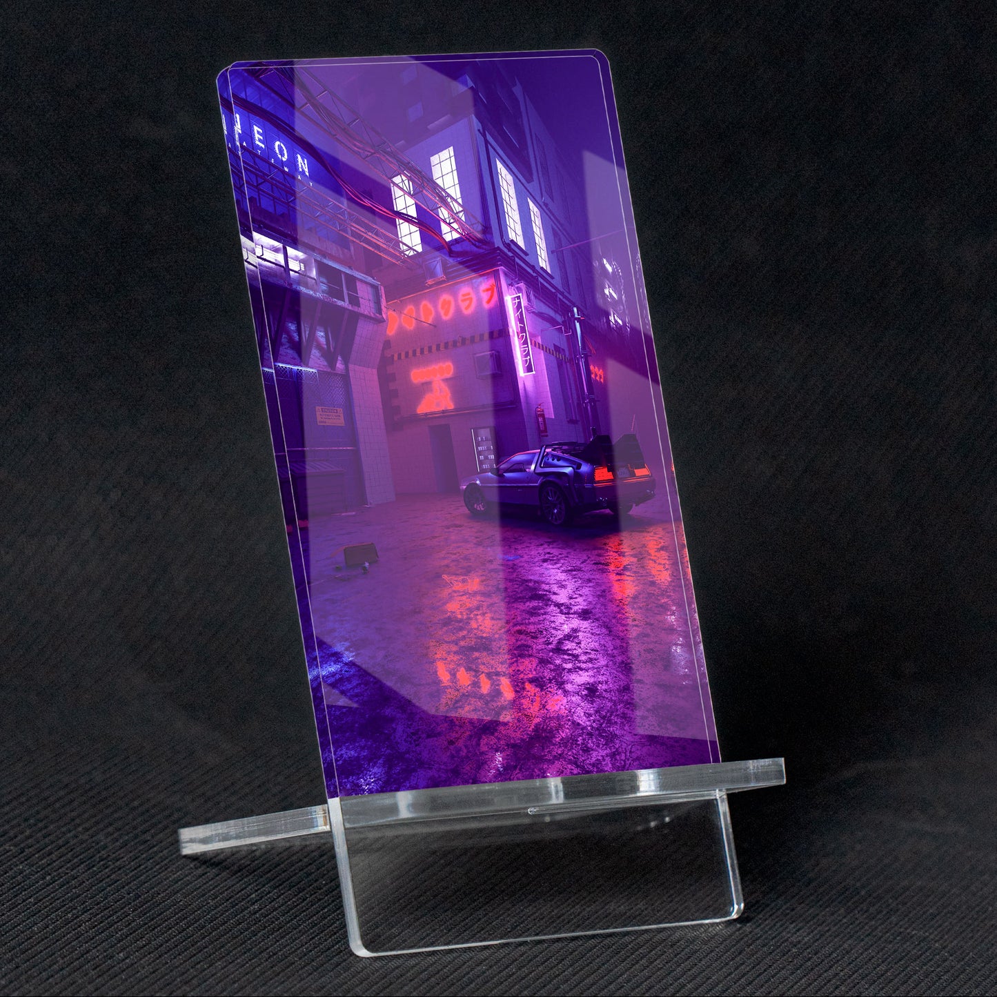 Soporte para Móvil de Delorean DMC-12 "Cyber Nights", de metacrilato