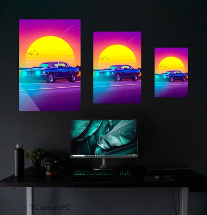 Poster / Painting Sports car Mustang "sunset"