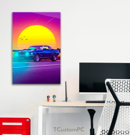 Poster / Painting Sports car Mustang "sunset"