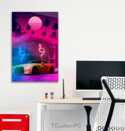 Poster/ Painting Sports car Gtr R34 "Neon Flamingo"