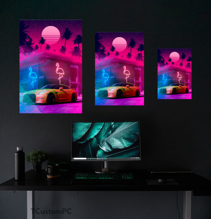 Poster/ Painting Sports car Gtr R34 "Neon Flamingo"