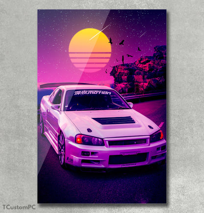 Poster/ Painting of Sports Car Nissan "Skyline Sunset"