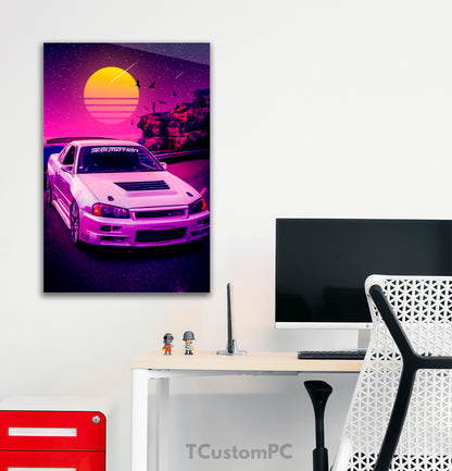 Poster/ Painting of Sports Car Nissan "Skyline Sunset"