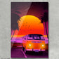 Poster/ Cuadro Furgoneta 80s "Vintage Car on the Beach"