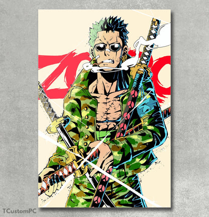 Pintura de Pirata Hunter Zoro One Piece