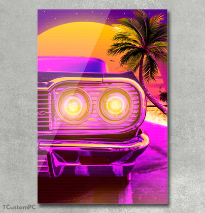 Pintura Synthwave Carro clássico de coleção Chevrolet