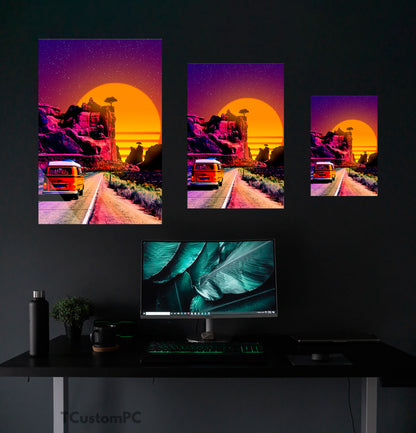 "Driving under sunset Cliff" painting