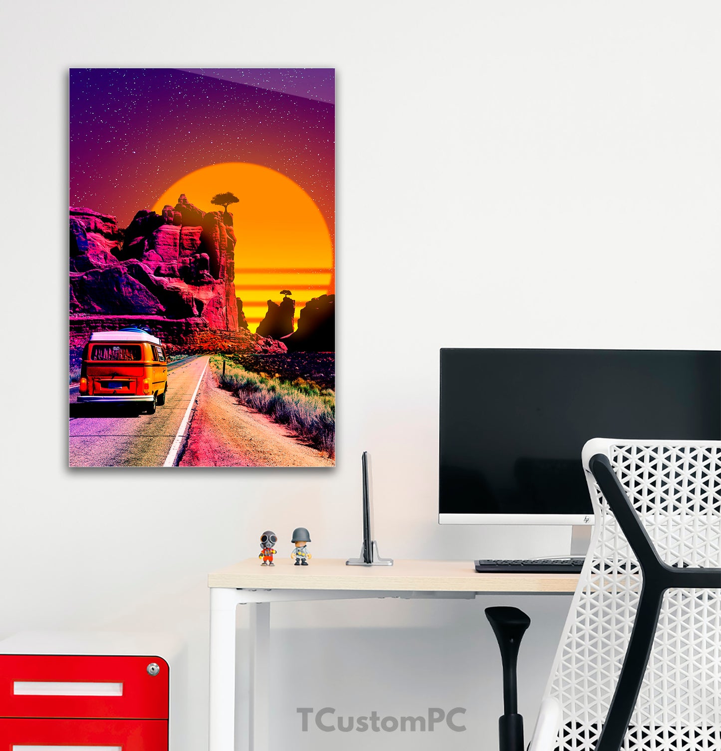 "Driving under sunset Cliff" painting