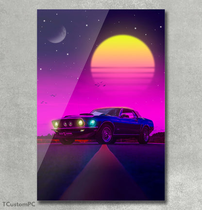 Pintura do carro esportivo americano Ford Mustang 1969