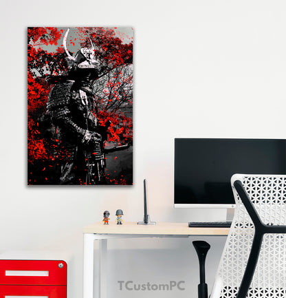 Samurai Red Flowers painting