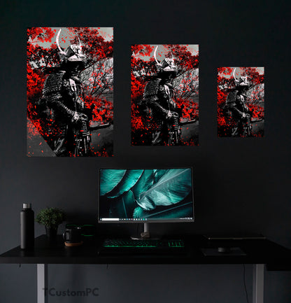 Samurai Red Flowers painting