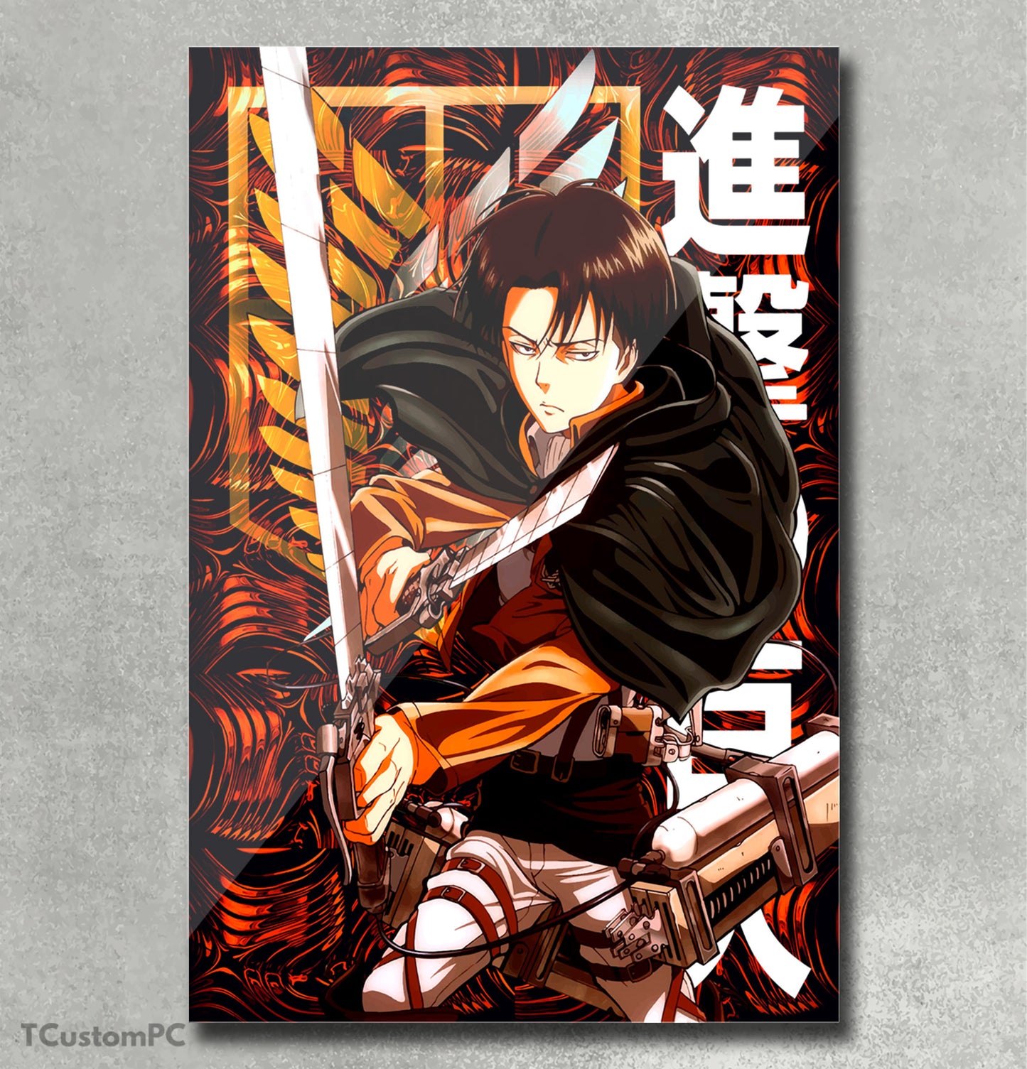 Arte mural Attack on Titan Levi vetor