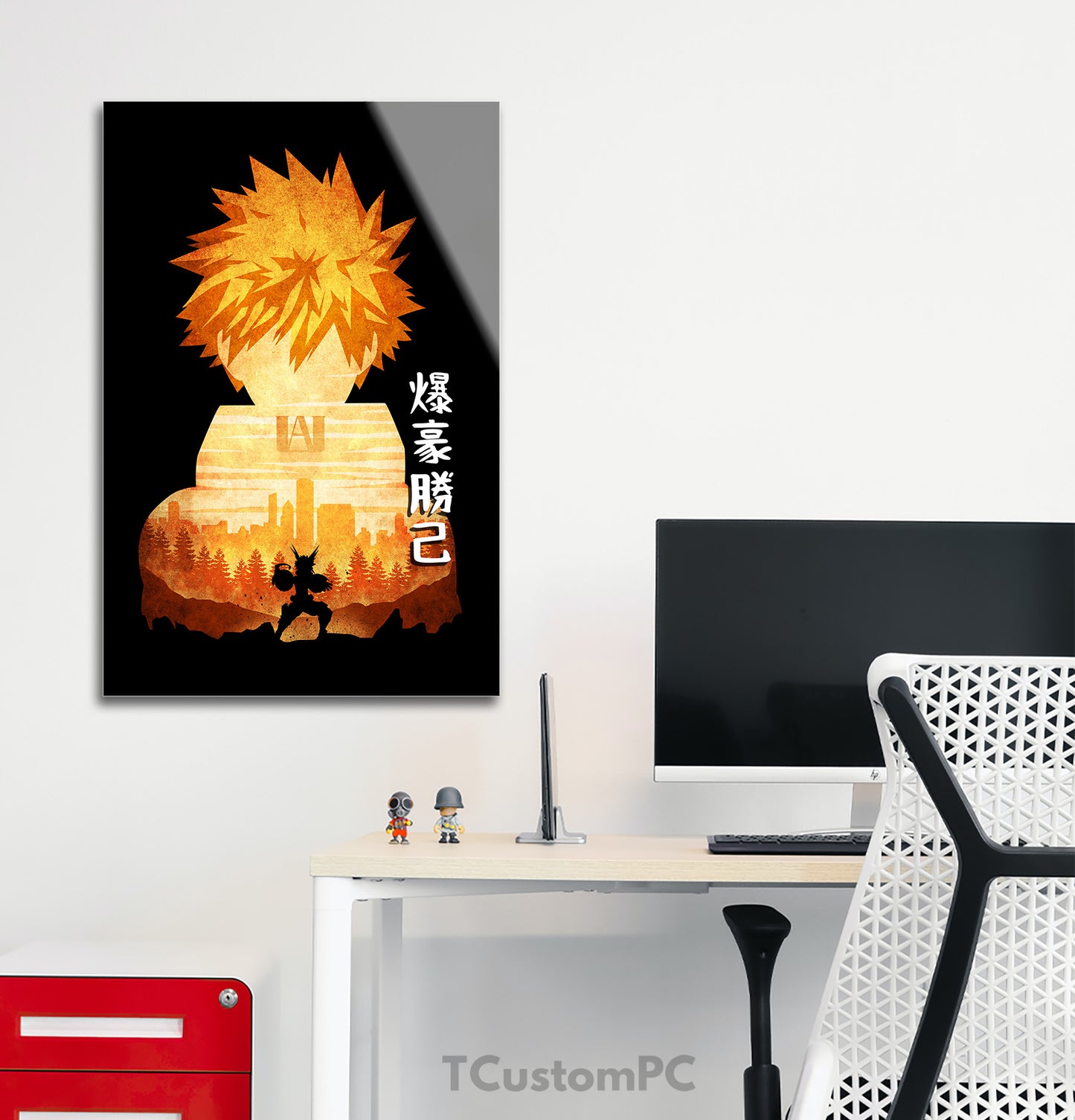 Pintura de silhueta minimalista Bakugo