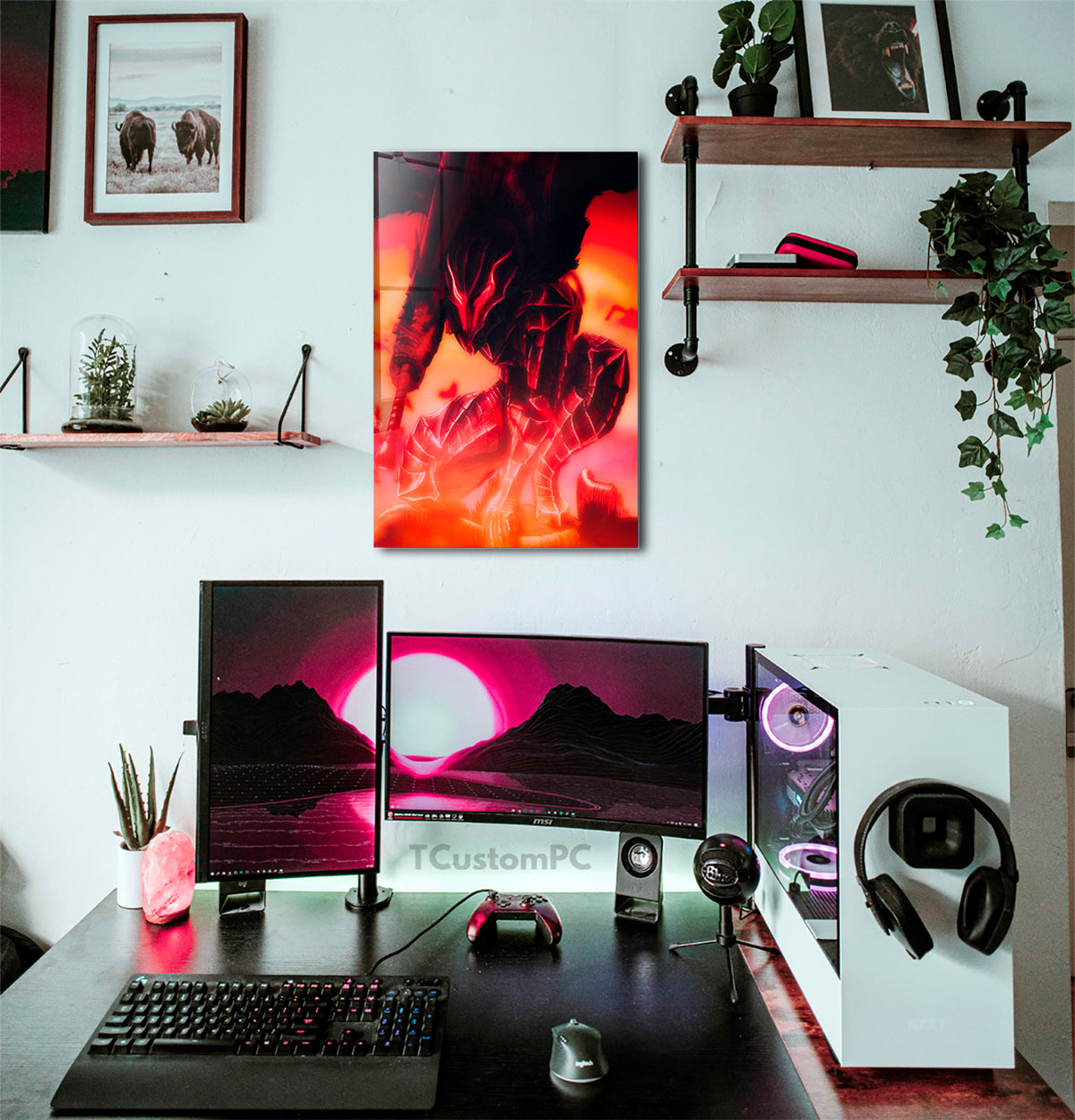 Póster En Lienzo Berserk - Decoración De Pared Anime 52x33.5 Cm, Marco De Madera Listo Para Colgar