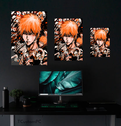 Pintura vetorial preta laranja Bleach Ichigo