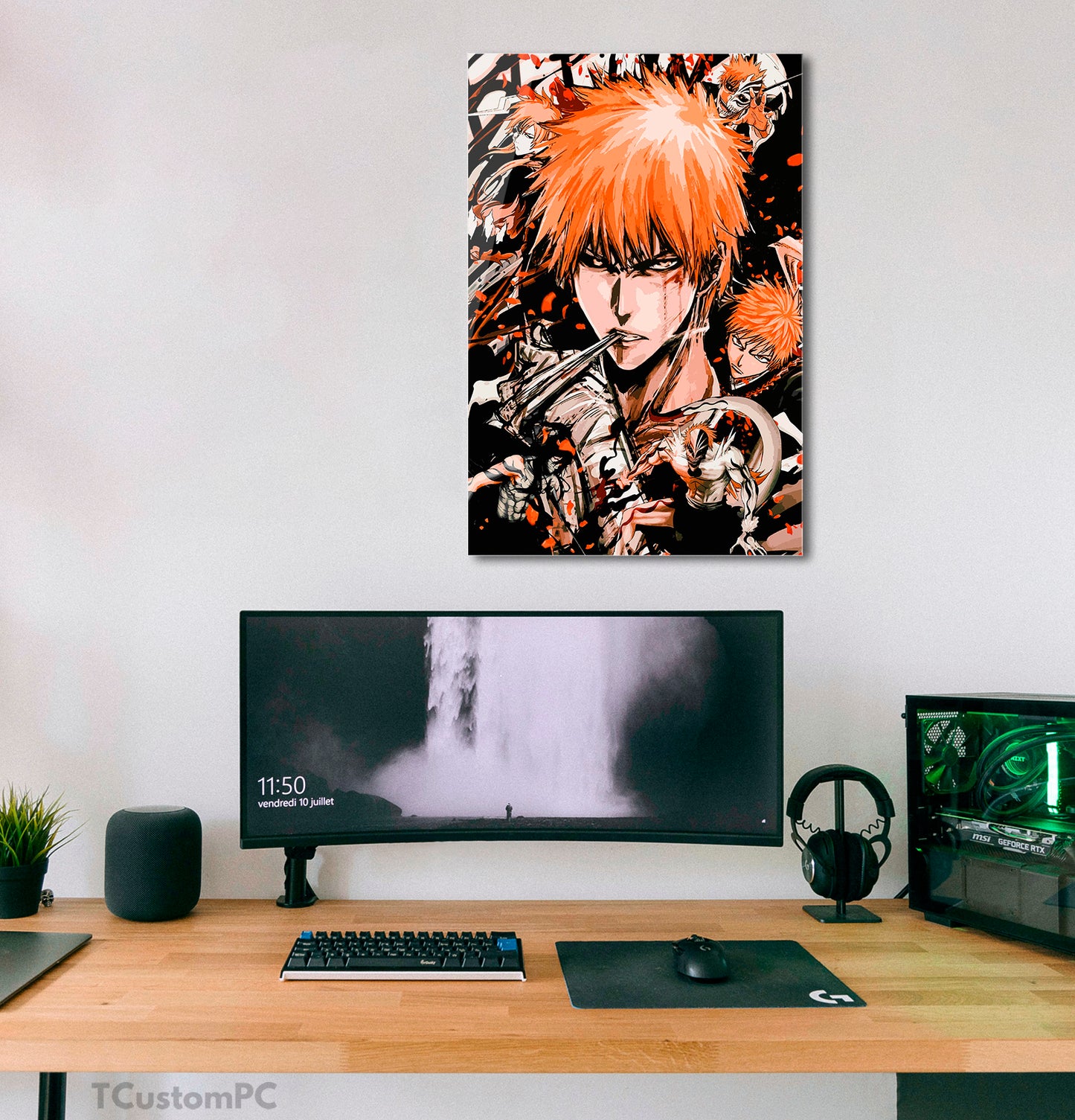 Wall Art Bleach Ichigo orange black vector