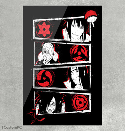 Pintura do Clã Uchiha de Olhos Escuros