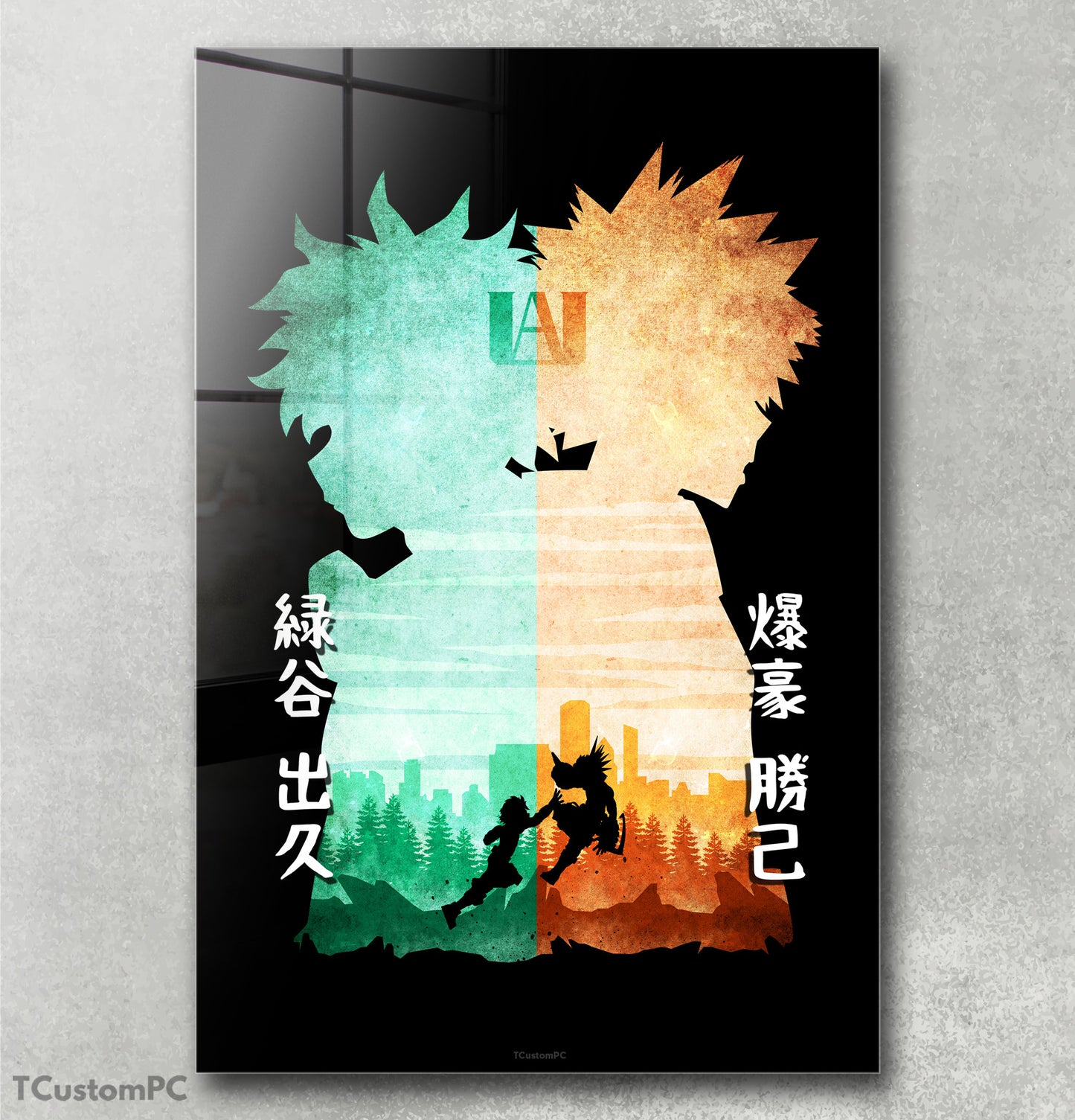 Deku Bakugo Minimalist Silhouette painting