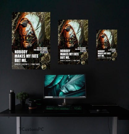 Quadro Decorativo grunge Destiny 2 cayde 6 forma final citação